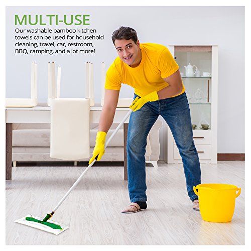 2 Paquetes de Toallas de Rollo de Cocina De Bambú Orgánicas – Toallitas de Papel Ecológicas Absorbentes Seca Manos o Limpieza de Casa - Paños, Accesorio de Cocina Reutilizable de Bamboo