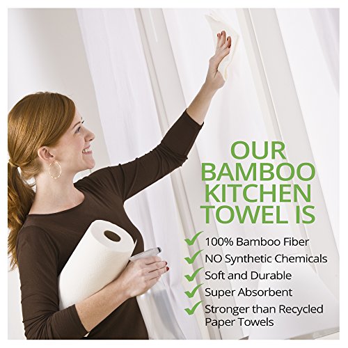 2 Paquetes de Toallas de Rollo de Cocina De Bambú Orgánicas – Toallitas de Papel Ecológicas Absorbentes Seca Manos o Limpieza de Casa - Paños, Accesorio de Cocina Reutilizable de Bamboo