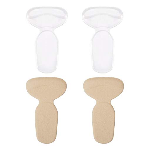 2 Pares T-forma Plantillas Silicona, Gel Almohadillas de Talón, Talonera para Protectores de Talón para Zapatos de Tacón Alto y Zapatos Planos