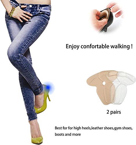 2 Pares T-forma Plantillas Silicona, Gel Almohadillas de Talón, Talonera para Protectores de Talón para Zapatos de Tacón Alto y Zapatos Planos