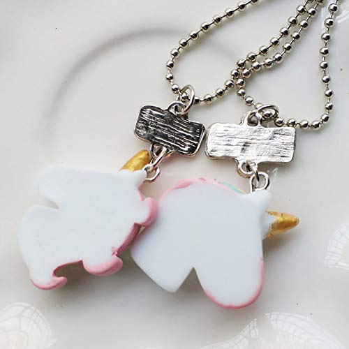 2 pcs estéreo collar de joyas de los niños del unicornio collar colgante colgante de los mejores amigos Amistad collares colgante collar de regalos del unicornio del arco iris