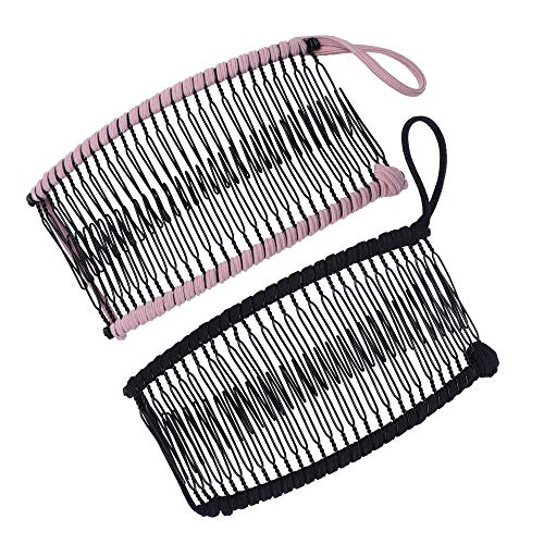 2 piezas Clips de pelo de plátano vintage Accesorio para el cabello elástico 30 dientes Clips de peine de plátano para cabello rizado ondulado grueso grueso naturalmente rizado (negro/rosa)