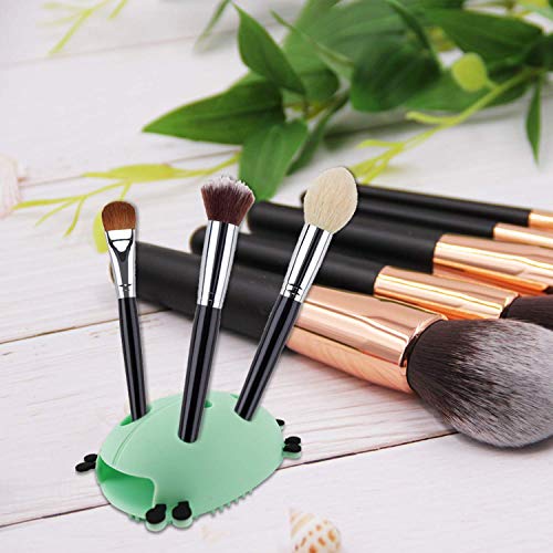 2 piezas, creativo mariquita forma maquillaje cepillo estante de almacenamiento, herramienta de belleza estante de secado, nueva caja de limpieza de cepillo de maquillaje portátil de silicona.