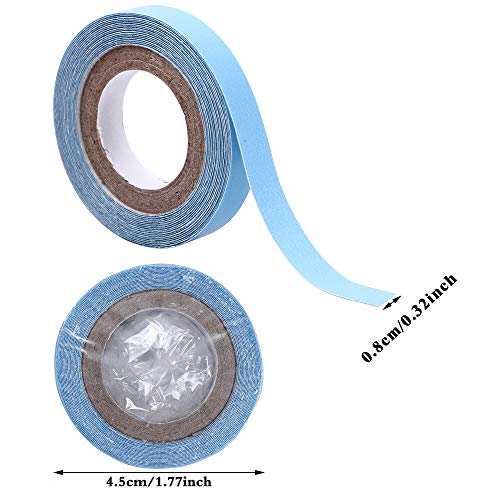 2 piezas de encaje frente peluca cinta de apoyo, salón de extensión de cabello cinta azul de doble cara rollo de cinta adhesiva (0,8 cm * 3 yardas)