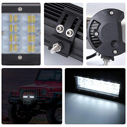 2 Piezas LED 7" 6000K 240W 12000LM 9-30V 4 Filas 8D Lente 96 LED Barra OFF-ROAD Light Bar Proyector 800M Luz Trabajo Punto Luz Niebla Faros Niebla Tractor Camiones SUV Barco Cosechadora