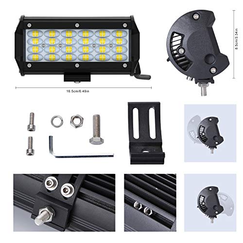 2 Piezas LED 7" 6000K 240W 12000LM 9-30V 4 Filas 8D Lente 96 LED Barra OFF-ROAD Light Bar Proyector 800M Luz Trabajo Punto Luz Niebla Faros Niebla Tractor Camiones SUV Barco Cosechadora