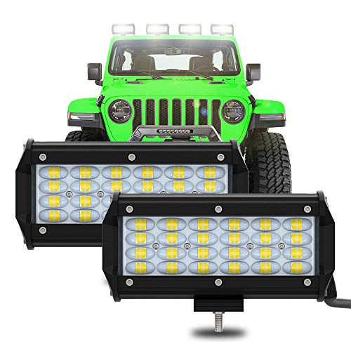 2 Piezas LED 7" 6000K 240W 12000LM 9-30V 4 Filas 8D Lente 96 LED Barra OFF-ROAD Light Bar Proyector 800M Luz Trabajo Punto Luz Niebla Faros Niebla Tractor Camiones SUV Barco Cosechadora