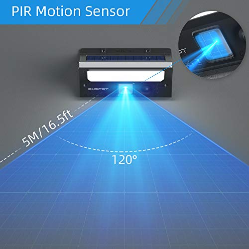 【2 piezas】OUSFOT Luz Solar Exterior LED Foco Solar Exterior con Sensor de Movimiento Lámpara Solar Impermeable 3 Modos Gran Ángulo 120º de Iluminación 2200mAh para Jardín Muros Exteriores