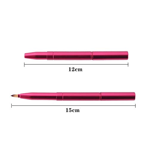 2 pinceles de labios retráctiles portátiles de doble extremo para labios, contornos de labios, brochas de maquillaje corrector con tapa