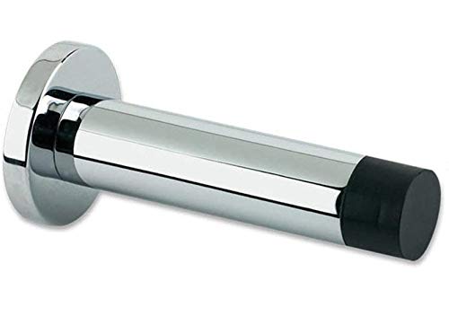 2 topes para puerta de cromo pulido con diseño de faldón en zona de hierro rosa.