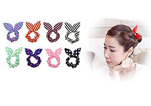 20 pcs para las niñas de la mujer conejo oído para el pelo bandas cuerda Ponytail soporte elástico algodón stretch herramientas de peluquería pelo Scrunchie pelo acdessories (color al azar)