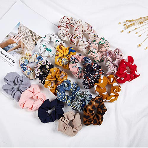 20 piezas de gasa para el pelo de la flor en forma de corazón elástico suave de pelo coleta titular diademas cuerdas anillo para mujeres niñas accesorios de pelo