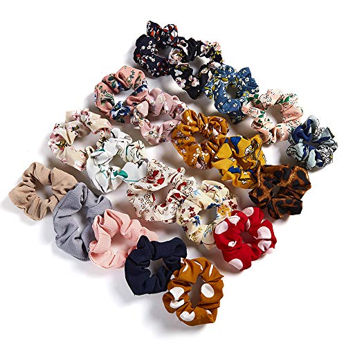 20 piezas de gasa para el pelo de la flor en forma de corazón elástico suave de pelo coleta titular diademas cuerdas anillo para mujeres niñas accesorios de pelo