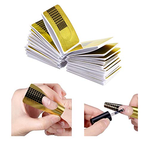 200 hojas oro Bandeja de papel de manicura，Moldes Uñas Etiqueta de Formas de Arte de Uñas,Oro Bandeja de Papel de Manicura，de uñas Plantilla de papel de Moldes Guías Pegatinas Formas UV Gel