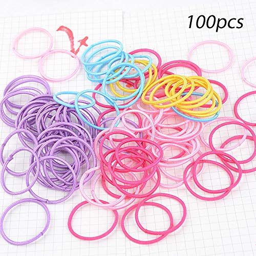 200pcs Gomas del Pelo Elásticas Multicolor Lazo de Pelo Coleteros Pelo (100pcs grandes, 100pcs Pequeñas) para Niña Mujer