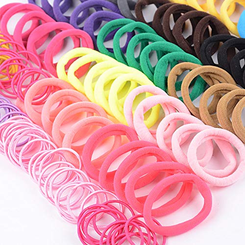 200pcs Gomas del Pelo Elásticas Multicolor Lazo de Pelo Coleteros Pelo (100pcs grandes, 100pcs Pequeñas) para Niña Mujer