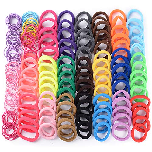 200pcs Gomas del Pelo Elásticas Multicolor Lazo de Pelo Coleteros Pelo (100pcs grandes, 100pcs Pequeñas) para Niña Mujer