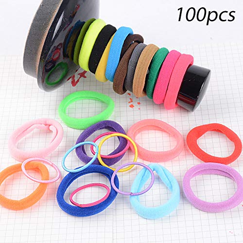200pcs Gomas del Pelo Elásticas Multicolor Lazo de Pelo Coleteros Pelo (100pcs grandes, 100pcs Pequeñas) para Niña Mujer