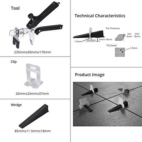 201 Piezas Sistema Nivelación Azulejos Cuñas y Espaciadores Juego de Nivelador de Suelo Azulejos Ceramica Baldosas 100 PCS Cuñas +100 PCS Clips Herramientas de Constrrución