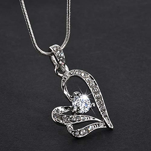 2017   Placa de Moda corazón de Plata Cristal de Diamantes de imitación Cadena Larga Colgante Collar joyería para Mujer Regalo