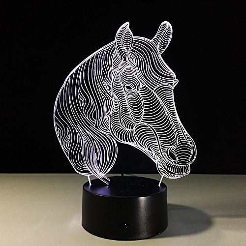2017 Usb Novedad 7 Colores Cambiantes Animal Horse Led Night Lights 3D Led Lámpara De Mesa De Escritorio Como Decoración Del Hogar Regalos Baratos Al Por Mayor