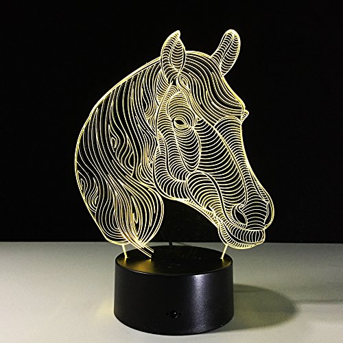 2017 Usb Novedad 7 Colores Cambiantes Animal Horse Led Night Lights 3D Led Lámpara De Mesa De Escritorio Como Decoración Del Hogar Regalos Baratos Al Por Mayor