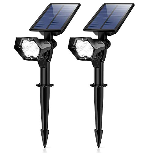 【2020 Nuevo】Lámpara Solares Exterior, 3 modos de Brillo Focos LED Exterior, Impermeable IP65 Focos Solares, Ajuste de Ángulo Múltiple, Auto On/Off Luces Solares, para Césped, Pared, Porche (2Pcs)