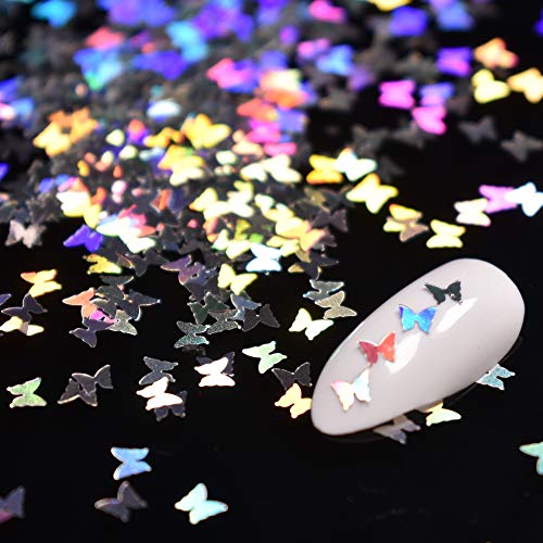 20G lentejuelas de uñas de mariposa brillo grueso para uñas - escamas láser holográficas para decoración de arte de uñas de pelo de cuerpo de cara (30G)