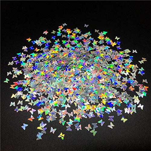 20G lentejuelas de uñas de mariposa brillo grueso para uñas - escamas láser holográficas para decoración de arte de uñas de pelo de cuerpo de cara (30G)