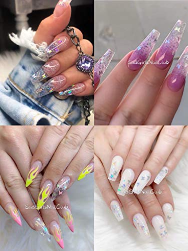 20G lentejuelas de uñas de mariposa brillo grueso para uñas - escamas láser holográficas para decoración de arte de uñas de pelo de cuerpo de cara (30G)