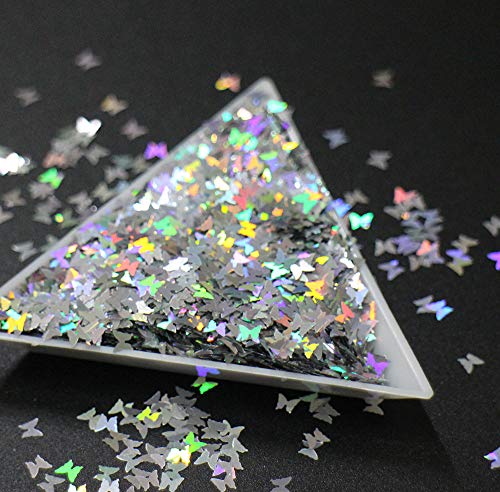 20G lentejuelas de uñas de mariposa brillo grueso para uñas - escamas láser holográficas para decoración de arte de uñas de pelo de cuerpo de cara (30G)