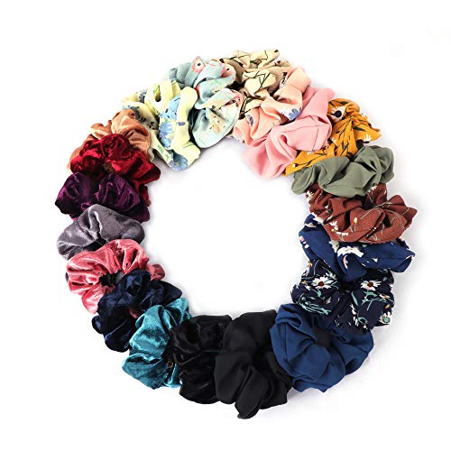 20PCS cintas elásticas para el pelo para mujer incluye 8 piezas de gasa para el pelo 8 piezas de cinta de terciopelo para el pelo 4 piezas