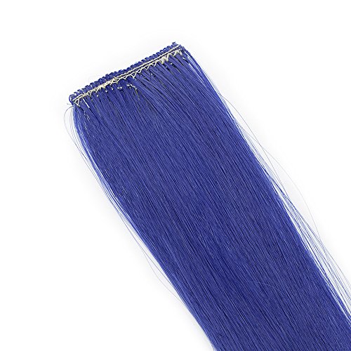 22"(55cm) Extensiones de Cabello Clip Mechas de Colores Fantasía 10 Tiras/Set Pelo Sintético Natural para Niñas Muñecas Postizos Pelucas Accesorios Liso (100g,Azul Oscuro)