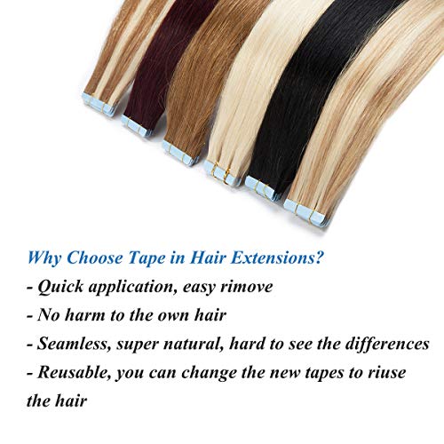 22"(55cm) SEGO Extensiones Adhesivas de Cabello Natural VOLUMEN GRUESO [3g*20PCS] #27 Rubio Oscuro Pelo Humano 100% Remy sin Clip Tape in Hair (60g)