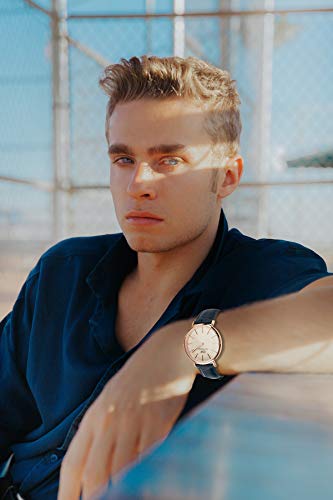 22mm Azul Banda de Reloj del Cuero Genuino de Las Correas de Piel de Becerro Mate cocodrilo Grano Acolchada