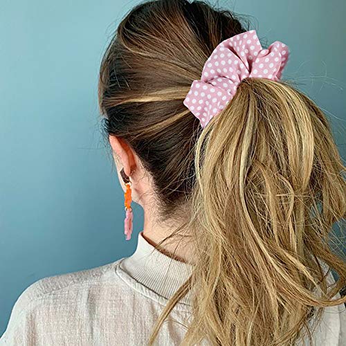 24 piezas Gomas para el cabello de para mujeres con rayas elásticas Bobbles de terciopelo suave Bandas para el cabello con lunares Lazos para el cabello