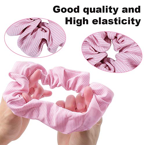 24 piezas Gomas para el cabello de para mujeres con rayas elásticas Bobbles de terciopelo suave Bandas para el cabello con lunares Lazos para el cabello