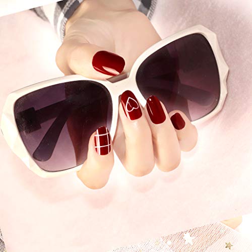 24 Piezas Lustroso Uñas Falsas Elegante Uñas Postizas Corto, Artificiales Francés Estilo Cobertura Total Acrílico Clavos Falsos con Pegamento, Uñas Postizas Naturales para Mujeres y Niñas
