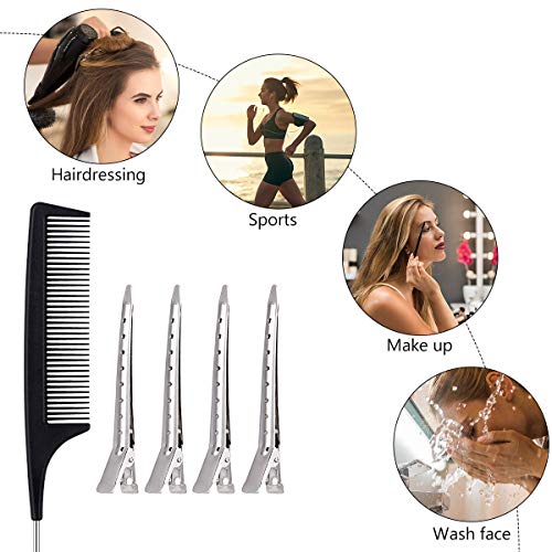 24 Piezas Pinza de Pelo de Duckbill, Pinzas de 3.5 pulgadas de Metal Plateado Clips para El Cabello Suministros de Peluquería Acero Pinzas de Cocodrilo con Agujeros