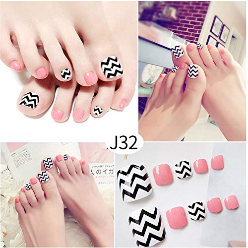 24 unidades creativos onda errónea clavos Strap Corto Artificial falsa Toe Nails Variedad Toe clavos con adhesivo
