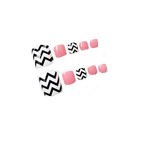 24 unidades creativos onda errónea clavos Strap Corto Artificial falsa Toe Nails Variedad Toe clavos con adhesivo