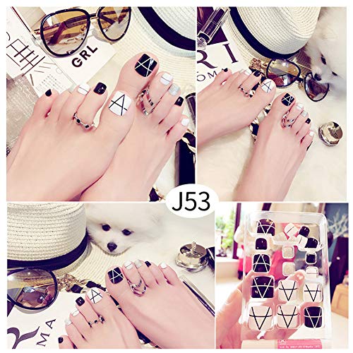 24 unidades Fácil tipo errónea clavos Corto Artificial falsa Toe Nails Variedad Toe clavos con adhesivo