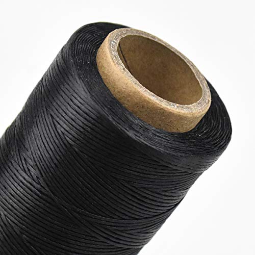260 m Cordón Encerado, Costura de Mano Hilo, Cuerda de Piel Encerada para Manualidades DIY, Imitación Cordón de Cera Trenzado para Pulseras Bricolaje Artesanía Herramienta, 1 mm (Negro)