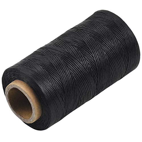 260 m Cordón Encerado, Costura de Mano Hilo, Cuerda de Piel Encerada para Manualidades DIY, Imitación Cordón de Cera Trenzado para Pulseras Bricolaje Artesanía Herramienta, 1 mm (Negro)