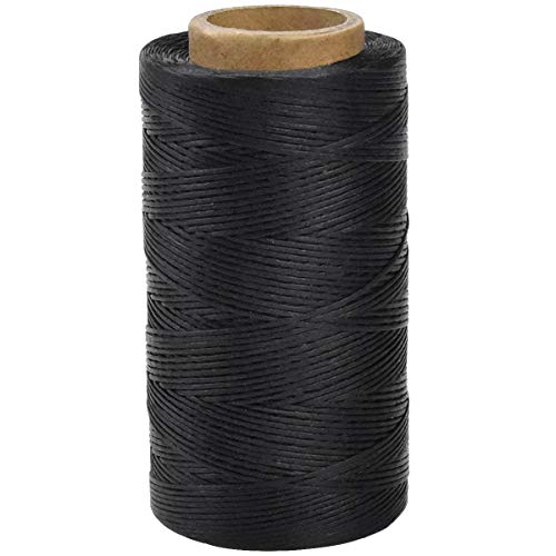 260 m Cordón Encerado, Costura de Mano Hilo, Cuerda de Piel Encerada para Manualidades DIY, Imitación Cordón de Cera Trenzado para Pulseras Bricolaje Artesanía Herramienta, 1 mm (Negro)