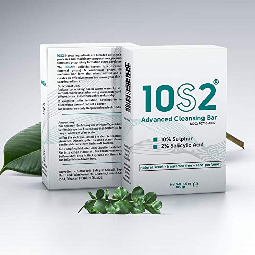 2pack 10S2 - antihongos antiséptico Facial acné, pie, cuero cabelludo y cuerpo de jabón