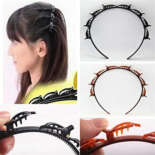 2pc 2020 New Bangs Hairband Clip Horquilla Profesional Rápido Secador De Pelo Antideslizante Doble Capa Twist Trenza Diadema Herramientas De Peinado De Trenzado De Cabello Diy Para Mujeres Niñas