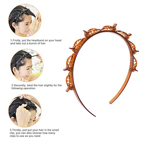2pc 2020 New Bangs Hairband Clip Horquilla Profesional Rápido Secador De Pelo Antideslizante Doble Capa Twist Trenza Diadema Herramientas De Peinado De Trenzado De Cabello Diy Para Mujeres Niñas