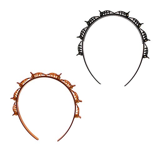 2pc 2020 New Bangs Hairband Clip Horquilla Profesional Rápido Secador De Pelo Antideslizante Doble Capa Twist Trenza Diadema Herramientas De Peinado De Trenzado De Cabello Diy Para Mujeres Niñas