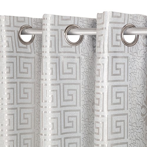 2X Cortinas Opacas de Ojetes con Estampado Gofrado con Brillo, Elegantes y Modernas para Ventanas de Salón Dormitorio Oficina, 100% Poliéster 220g/m² Resistente, 140x260cm, Color Gris Plata